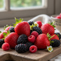Fresh strawberries blackberries and raspberries